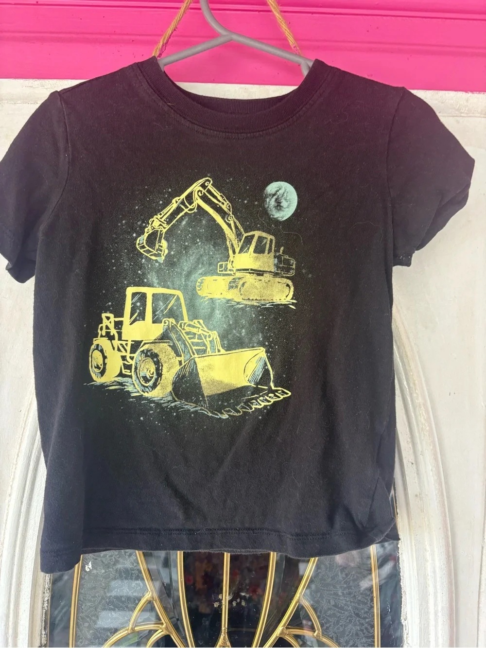 OshKosh B'gosh Black Tee with Yellow Construction Graphic